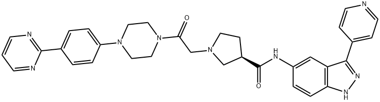 942183-80-4   (R)-1-(2--2-氧(4-(4-(嘧啶-2-基)苯基)对二氮己环-1-基)乙基)-N-(3-(吡啶-4-基)-1H--5INDAZOL-基)吡咯烷-3-甲酰胺