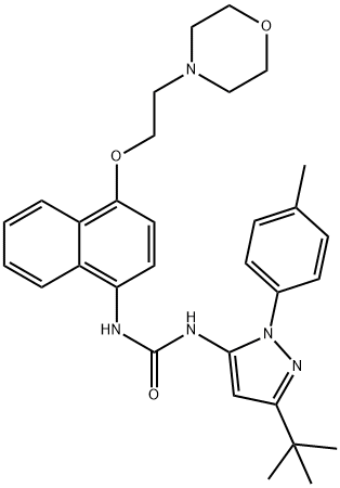 285983-48-4    1-[2-(4-甲基苯基)-5-叔丁基吡唑-3-基]-3-[4-(2-吗啉-4-基乙氧基)萘-1-基]脲  Doramapimod