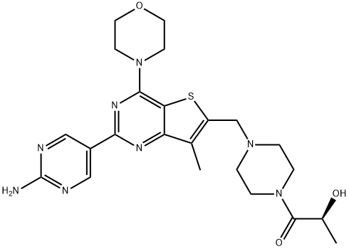 1032754-93-0   (S)-1-[4-[[2-(2-氨基嘧啶-5-基)-7-甲基-4-(吗啉-4-基)噻吩并[3,2-D]嘧啶-6-基]甲基]哌嗪-1-基]-2-羟基丙-1-酮