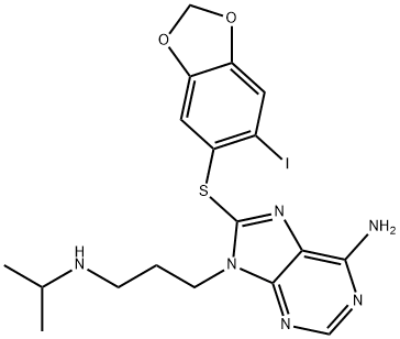 873436-91-0  6-Amino-8-[(6-iodo-1,3-benzodioxol-5-yl)thio]-N-(1-methylethyl)-9H-purine-9-propanamine