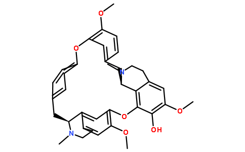 CAS：436-77-1,中文名称：防己诺林碱;汉防已乙素 英文名称：Fangchinoline 