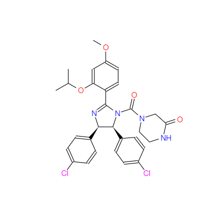 CAS：675576-97-3，4-[[(4R,5S)-4,5-双(4-氯苯基)-4,5-二氢-2-[4-甲氧基-2-(1-甲基乙氧基)苯基]-1H-咪唑-1-基]羰基]-2-哌嗪酮 
