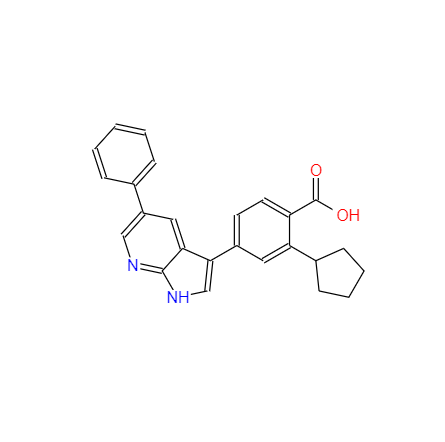 CAS：890842-28-1，2-环戊基-4-(5-苯基-1H-吡咯并[2,3-B]吡啶-3-基)苯甲酸