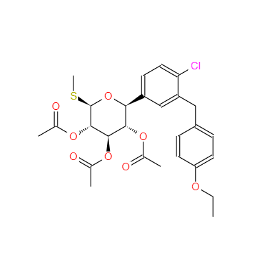 CAS：1018899-03-0，(2S,3S,4R,5S,6R)-2-(4-氯-3-(4-乙氧基苯基）苯基)-6-甲硫基四氢-2H-吡喃-3,4,5-三乙酸酯