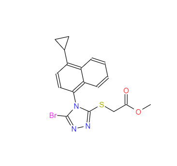 CAS：878671-99-9，2-[[5-溴-4-(4-环丙基萘-1-基)-4H-1,2,4-三唑-3-基]硫基]乙酸甲酯