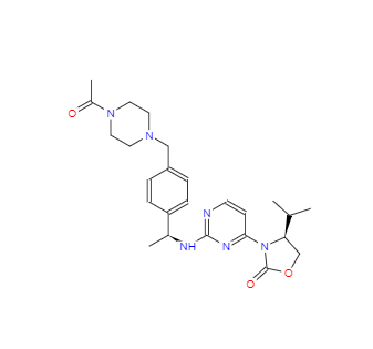 CAS：1429180-08-4，(4S)-3-[2-[[(1S)-1-[4-[(4-乙酰基-1-哌嗪基)甲基]苯基]乙基]氨基]-4-嘧啶基]-4-异丙基-2-恶唑烷酮
